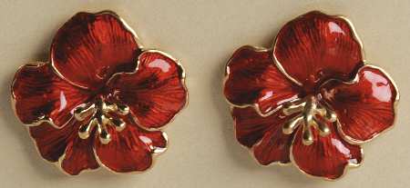 Fine Enamels Jewelry Hibiscus-Red - No Box