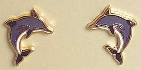 Fine Enamels Jewelry Dolphin-Blue & White - No Box