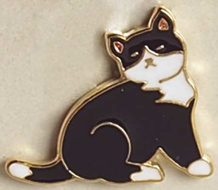 Fine Enamels Jewelry Cat-Black And White - No Box