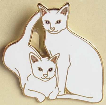 Fine Enamels Jewelry Cats-White - No Box