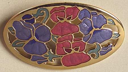 Fine Enamels Jewelry Pansy-Blue & Pink - No Box