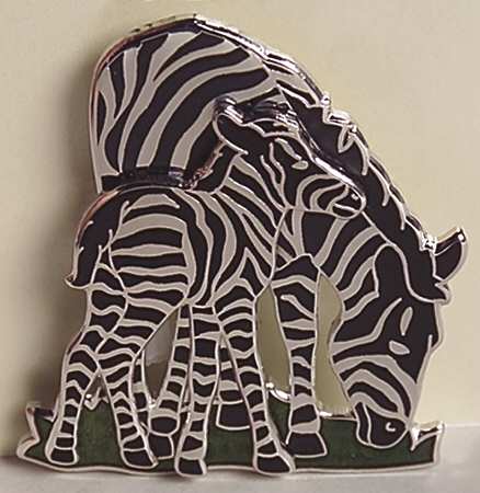 Fine Enamels Jewelry Zebras-Mother And Baby - No Box