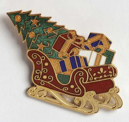 Fine Enamels Jewelry Sleigh With Gifts - No Box