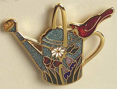 Fine Enamels Jewelry Cardinal & Watering Can - No Box