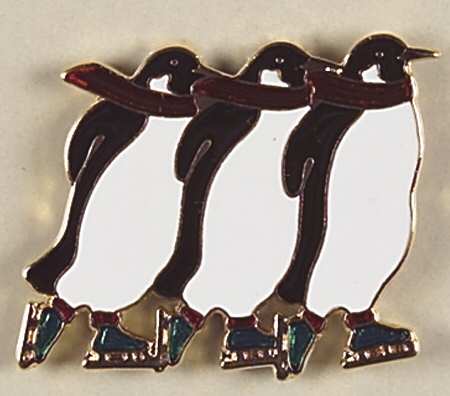 Fine Enamels Jewelry Skating Penguins - No Box 108