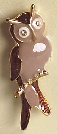 Fine Enamels Jewelry Owl-Brown - No Box