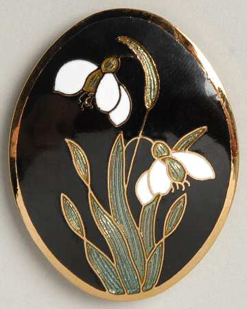 Fine Enamels Jewelry Snowdrop Flower-Black - No Box