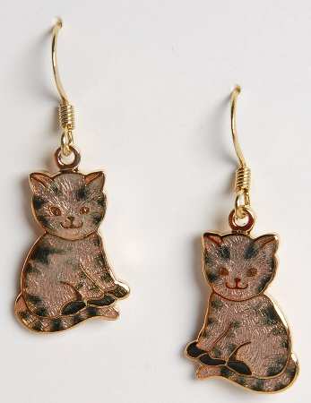 Fine Enamels Jewelry Kitty Cat-Gray - No Box