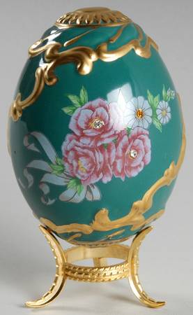 Faberge Imperial Jeweled Egg Collection Winter Palace Rose-Teal - No Box
