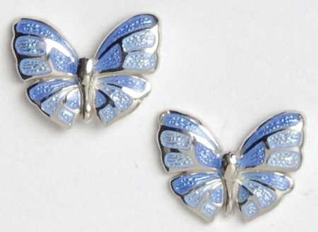 Fine Enamels Sterling Butterfly-Blue Plique A Jour - No Box