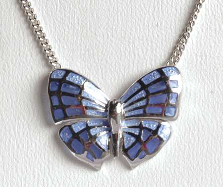 Fine Enamels Sterling Butterfly-Blue Plique A Jour - Boxed