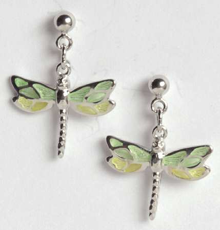 Fine Enamels Sterling Dragonfly-Green Plique A Jour - No Box
