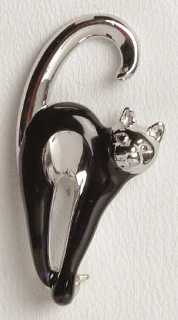 Fine Enamels Sterling Black Cat - No Box