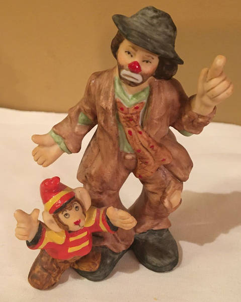 Emmett Kelly Jr Collection Mniatures With Monkey-Standing - Boxed