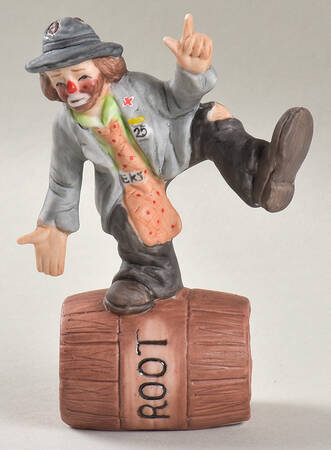 Emmett Kelly Jr Collection Mniatures On Barrel-One Leg Up - No Box