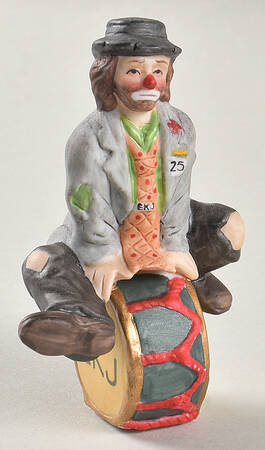 Emmett Kelly Jr Collection Mniatures On Drum-Legs Down - Boxed