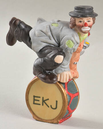 Emmett Kelly Jr Collection Mniatures On Drum-One Leg Up - No Box