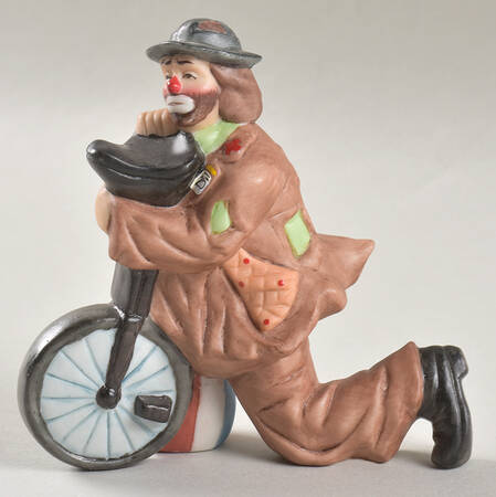 Emmett Kelly Jr Collection Mniatures Black Unicycle-Kneeling - Boxed