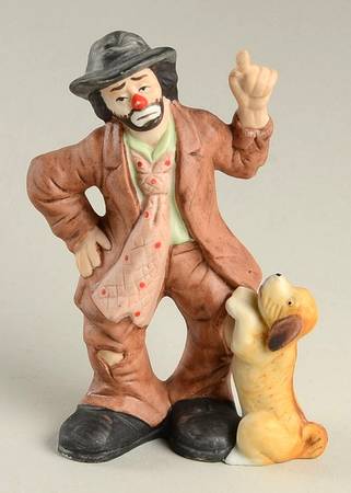 Emmett Kelly Jr Collection Mniatures Standing With Jumping  Dog - With Box