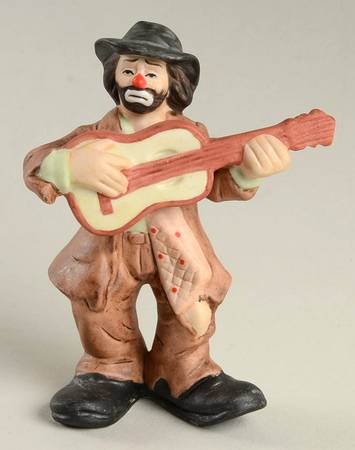 Emmett Kelly Jr Collection Mniatures Standing With Guitar - No Box