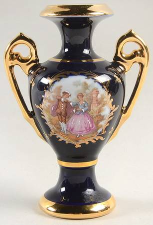 Limoges Miniatures Vase-Victorian Couple - No Box