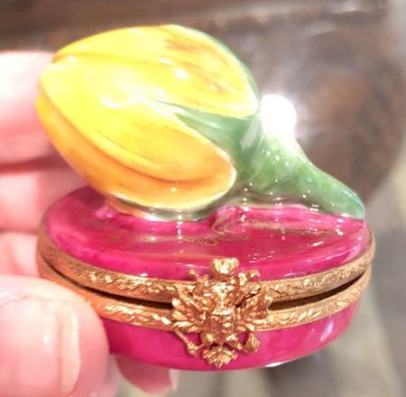 Faberge Limoges Box Yellow Tulip - Boxed