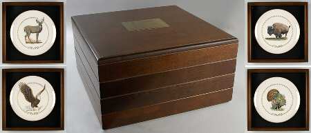 American Bicentennial Wildlife Set Of 4 With Wooden Stacked Chest - No Box