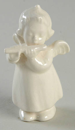 All White Figurines Miniature Angel With Flute-Glossy - Boxed