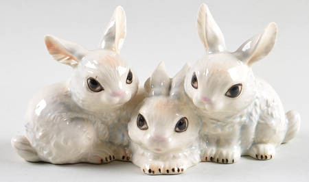 Animals-Figurines Three White Rabbits - No Box