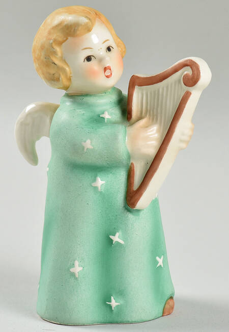 Goebel Figurines Angel With Harp Green - Boxed