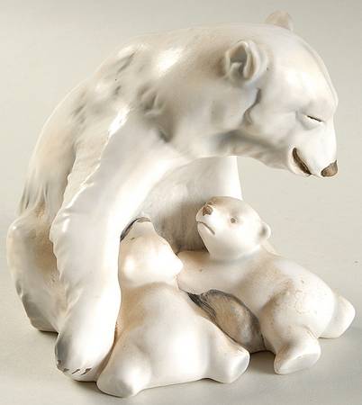 Animals-Figurines Polar Bear Mother And Cubs - No Box