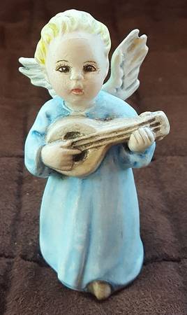 Religious Figurines (HX Mark) Angel With Mandolin-Blue - No Box