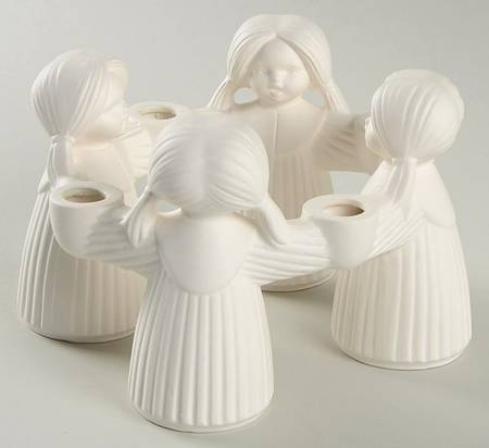 All White Figurines Angel Candle Ring-Matte - Boxed