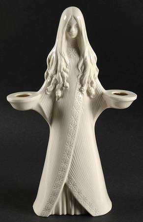 All White Figurines Girl Candleholder - No Box