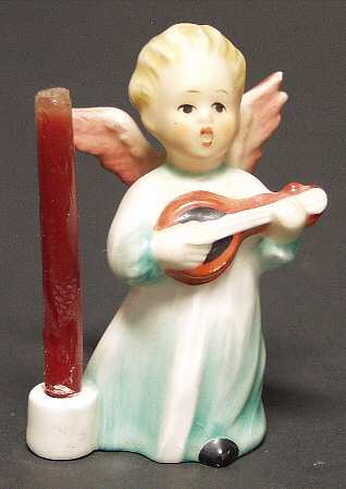 Religious Figurines (HX Mark) Angel With Mandolin Candle Holder - No Box