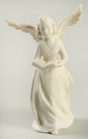 All White Figurines Angel With Song Book-Matte - No Box