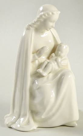 All White Figurines Madonna With Child - Boxed