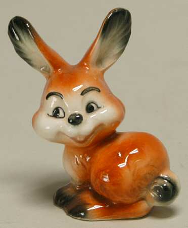 Animals-Figurines Sitting Orange Rabbit - Boxed
