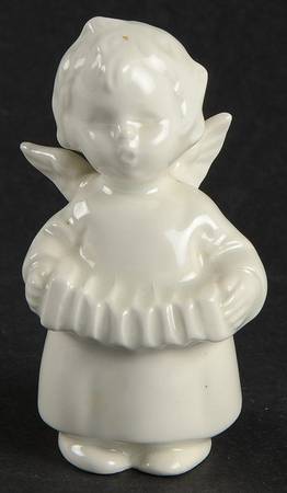 All White Figurines Angel With Accordian-Glossy - No Box