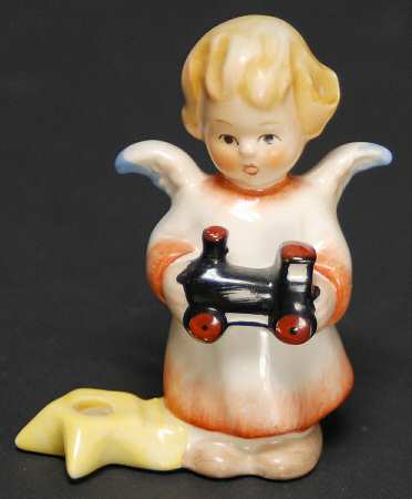 Religious Figurines (HX Mark) Angel W/ Toy Train Candle Holder - No Box