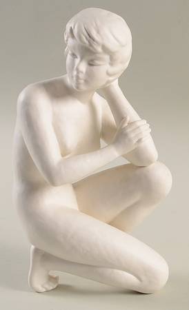 All White Figurines Nude Lady Crouching-Matte - Boxed