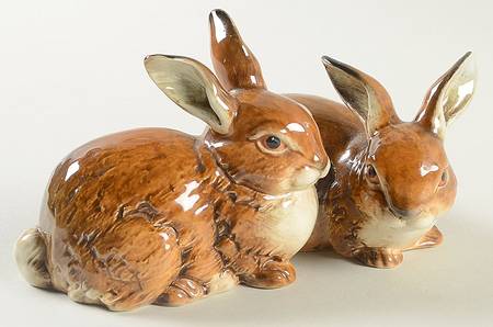 Animals-Figurines Brown Rabbits - Boxed
