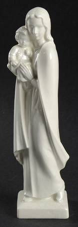 All White Figurines Madonna With Child-Glossy - No Box