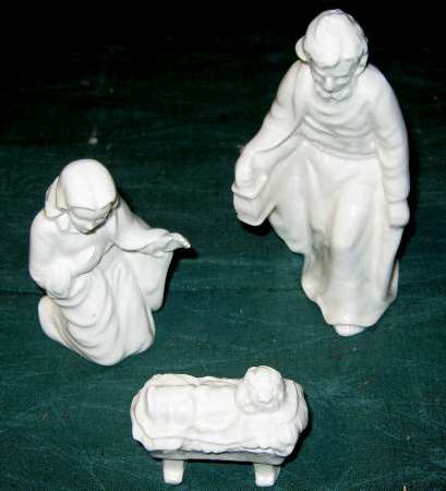 All White Figurines Holy Family-Set Of 3-Matte - Boxed