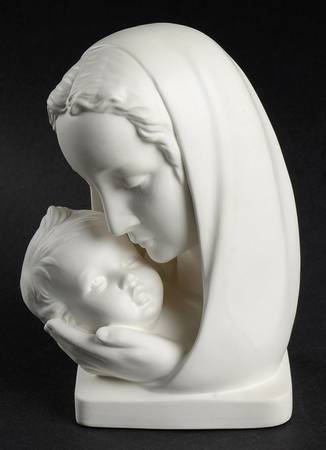 All White Figurines Madonna With Child Bust-Matte - No Box
