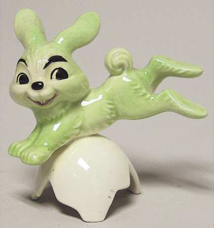 Animals-Figurines Green Rabbit On Egg - Boxed