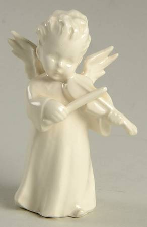 All White Figurines Angel With Violin-Glossy - No Box