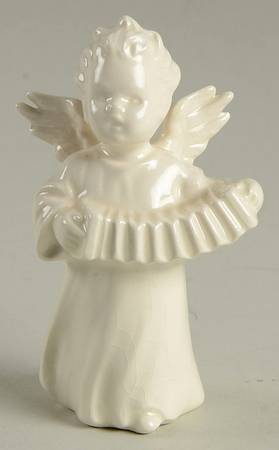 All White Figurines Angel With Accordian-Glossy - No Box
