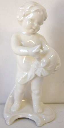 All White Figurines Cherub With Egg-Glossy - No Box