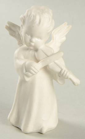 All White Figurines Angel With Violin-Matte - Boxed